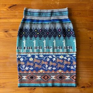 Anthropologie Llama and Camel Wool Blend Pencil Skirt